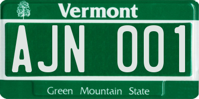 VT license plate AJN001