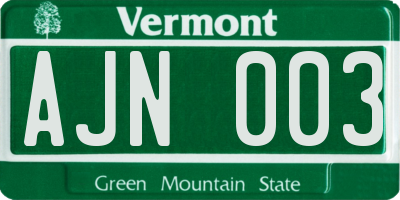 VT license plate AJN003