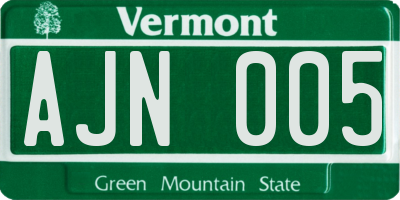 VT license plate AJN005