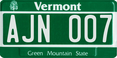 VT license plate AJN007