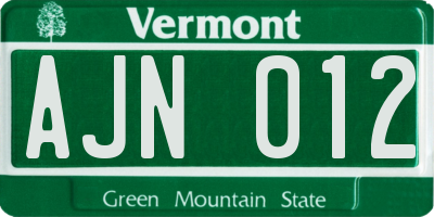VT license plate AJN012