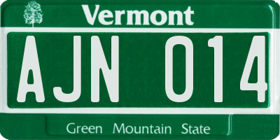 VT license plate AJN014
