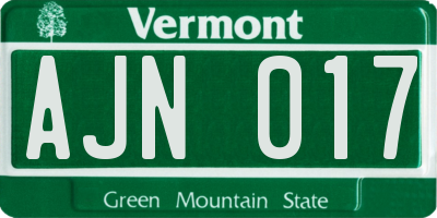 VT license plate AJN017