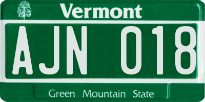 VT license plate AJN018