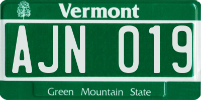 VT license plate AJN019