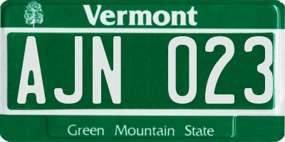 VT license plate AJN023
