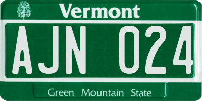 VT license plate AJN024