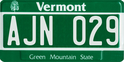 VT license plate AJN029