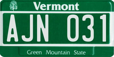 VT license plate AJN031