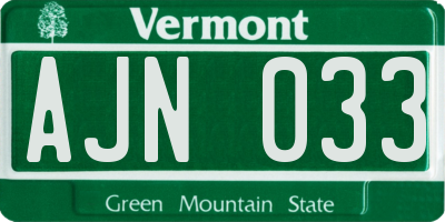 VT license plate AJN033