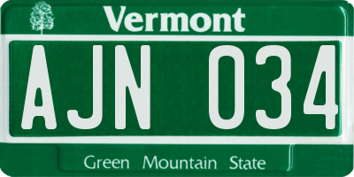 VT license plate AJN034