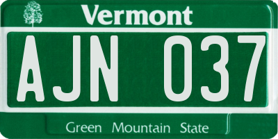 VT license plate AJN037