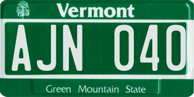 VT license plate AJN040