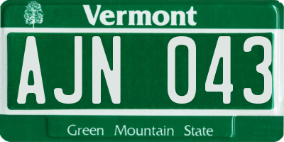 VT license plate AJN043