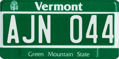 VT license plate AJN044