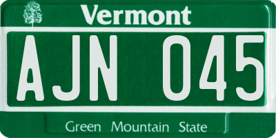 VT license plate AJN045