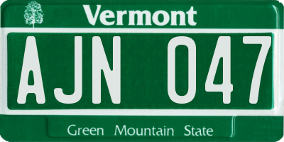 VT license plate AJN047