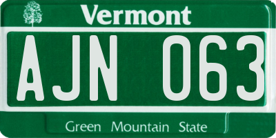 VT license plate AJN063