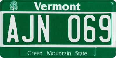 VT license plate AJN069