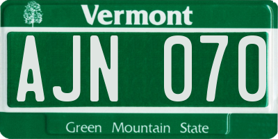 VT license plate AJN070