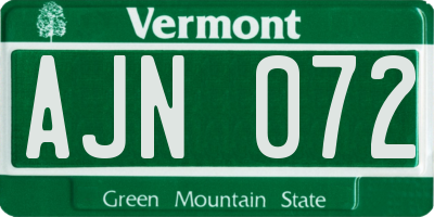 VT license plate AJN072