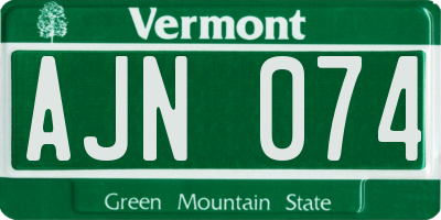 VT license plate AJN074