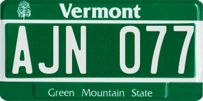 VT license plate AJN077