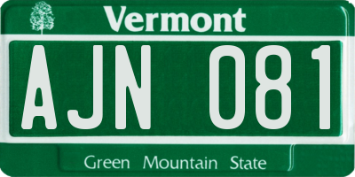 VT license plate AJN081