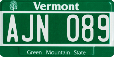 VT license plate AJN089