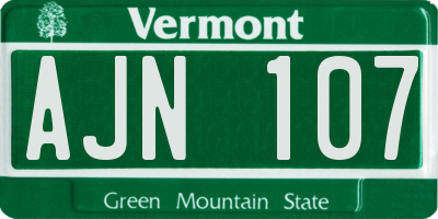 VT license plate AJN107