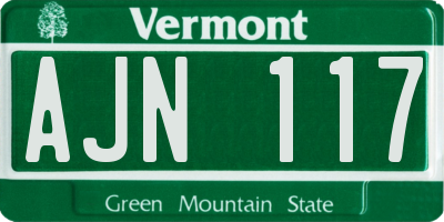 VT license plate AJN117