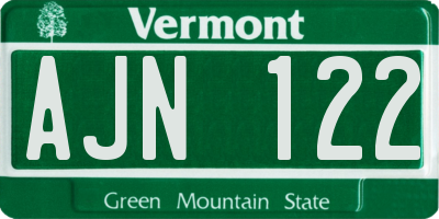 VT license plate AJN122