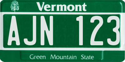VT license plate AJN123