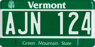VT license plate AJN124