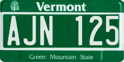 VT license plate AJN125