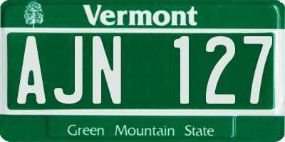 VT license plate AJN127