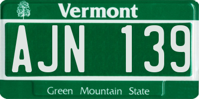 VT license plate AJN139