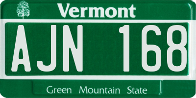 VT license plate AJN168