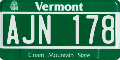 VT license plate AJN178