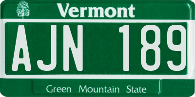VT license plate AJN189