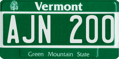 VT license plate AJN200