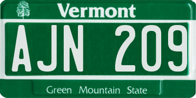 VT license plate AJN209