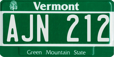 VT license plate AJN212