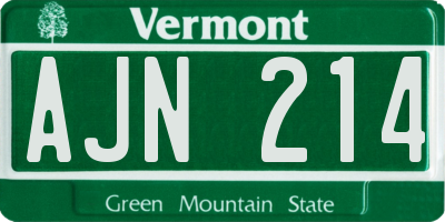 VT license plate AJN214
