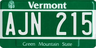 VT license plate AJN215