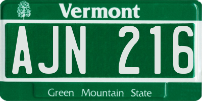 VT license plate AJN216