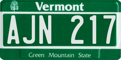 VT license plate AJN217