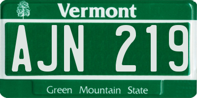 VT license plate AJN219