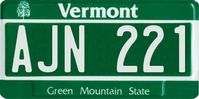 VT license plate AJN221
