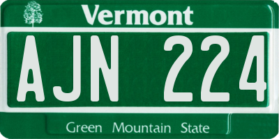 VT license plate AJN224